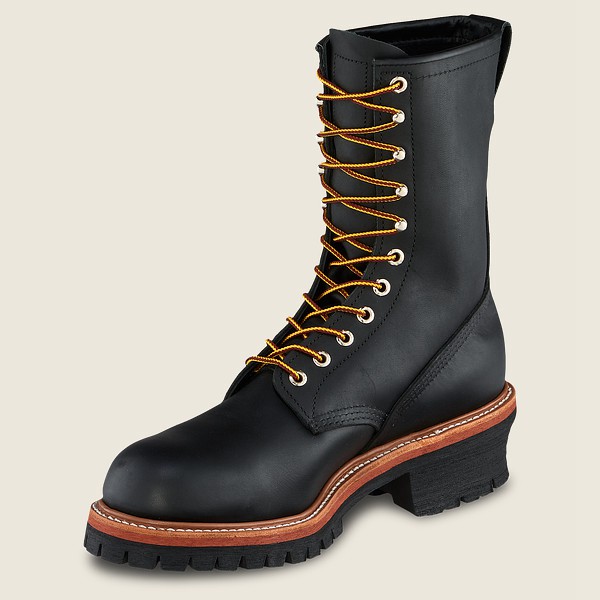 Red Wing Safety Boots Mens Black - Loggermax - 9-inch Toe - Made To Order - 0739845-WQ